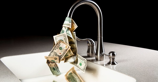 money coming out of faucet
